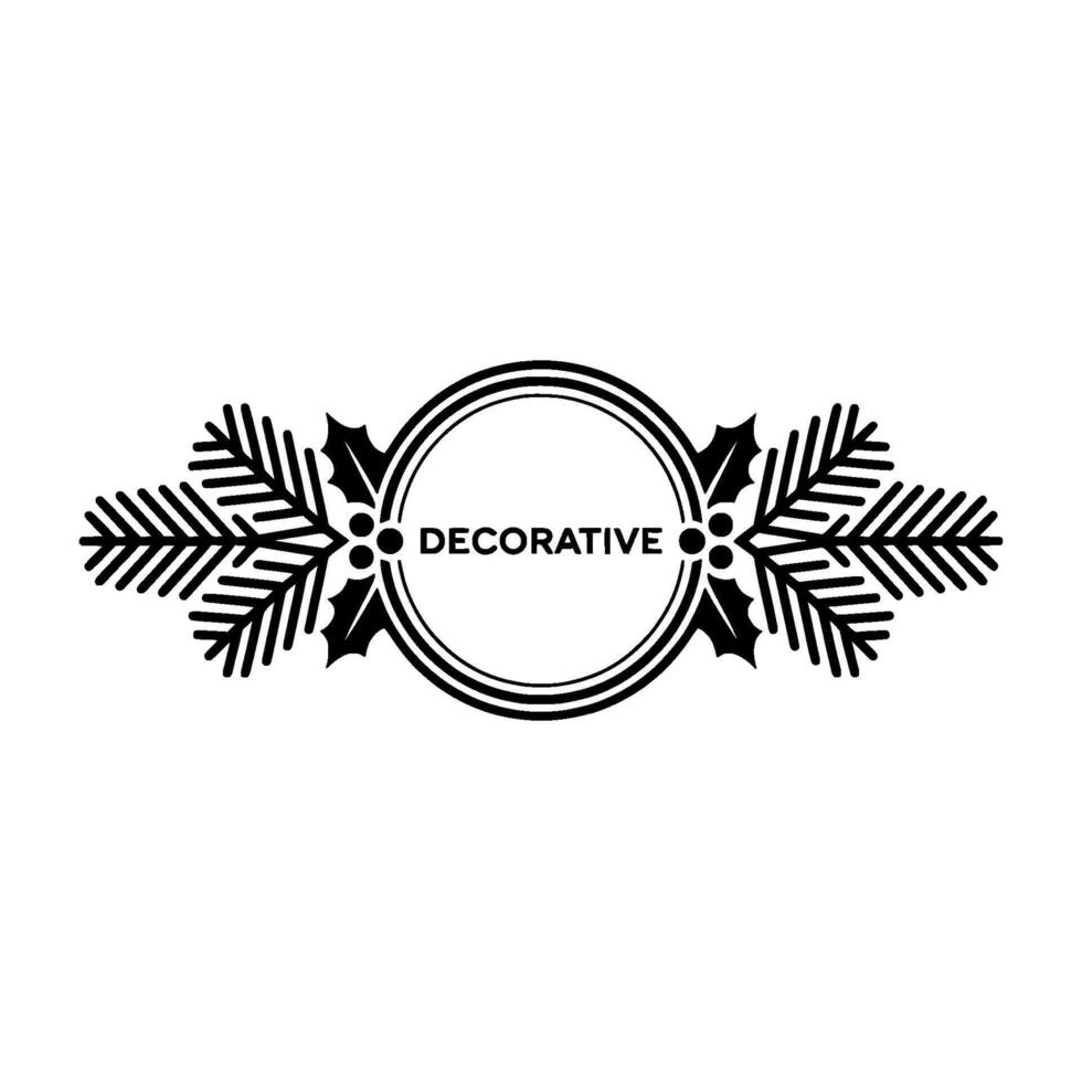 Elegant Decorative ChristmasHoliday Emblem in Black and White vector
