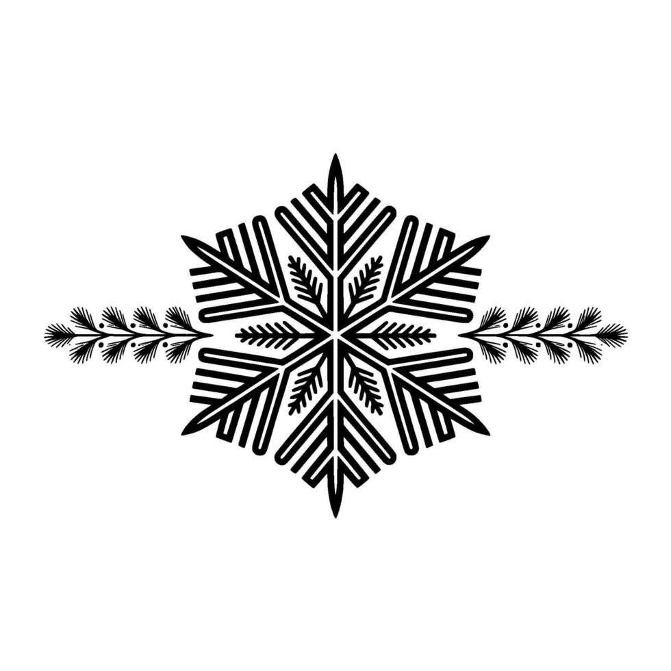 Minimalist Winter Snowflake Pine Branch Ornament vector