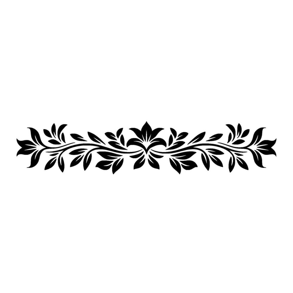 Elegant Floral Ornament Black Foliage on White Background vector