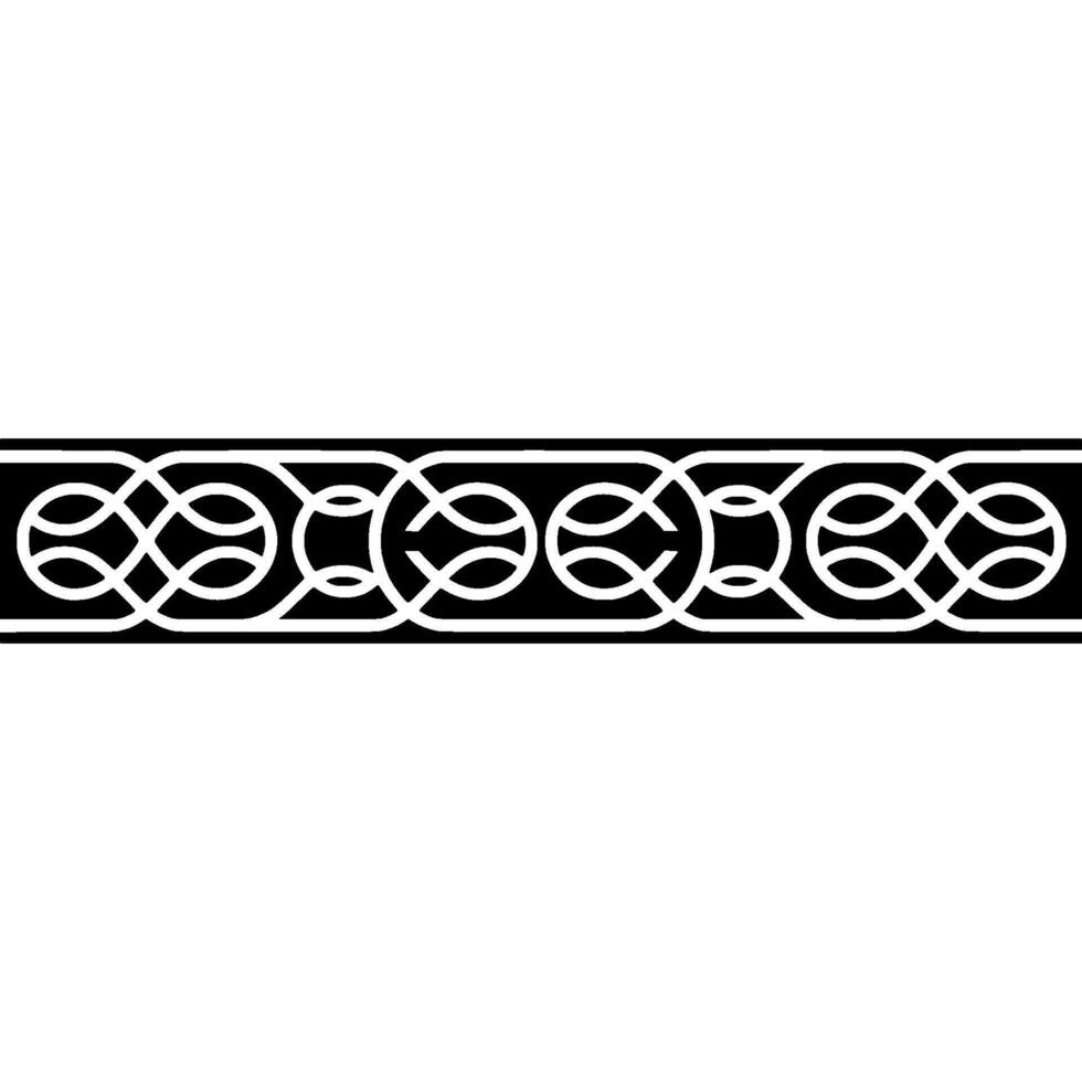 Geometric Black and White Celtic Knot Pattern Border, Decorative Element vector