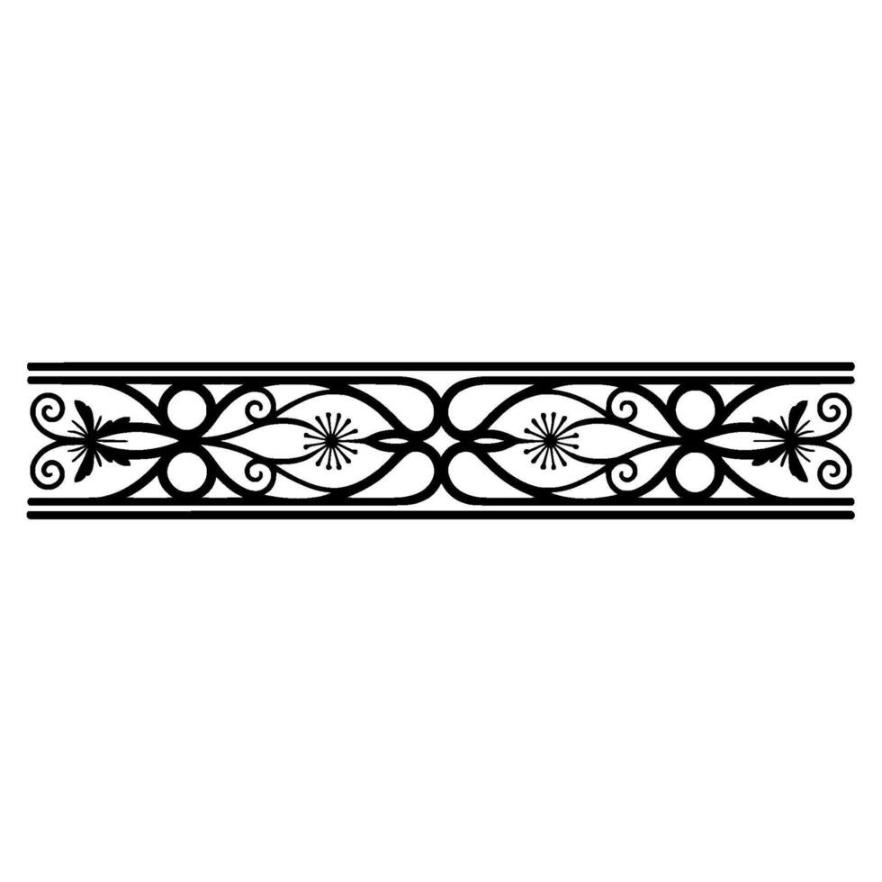 Decorative Black Scrollwork Border on White, Floral vector