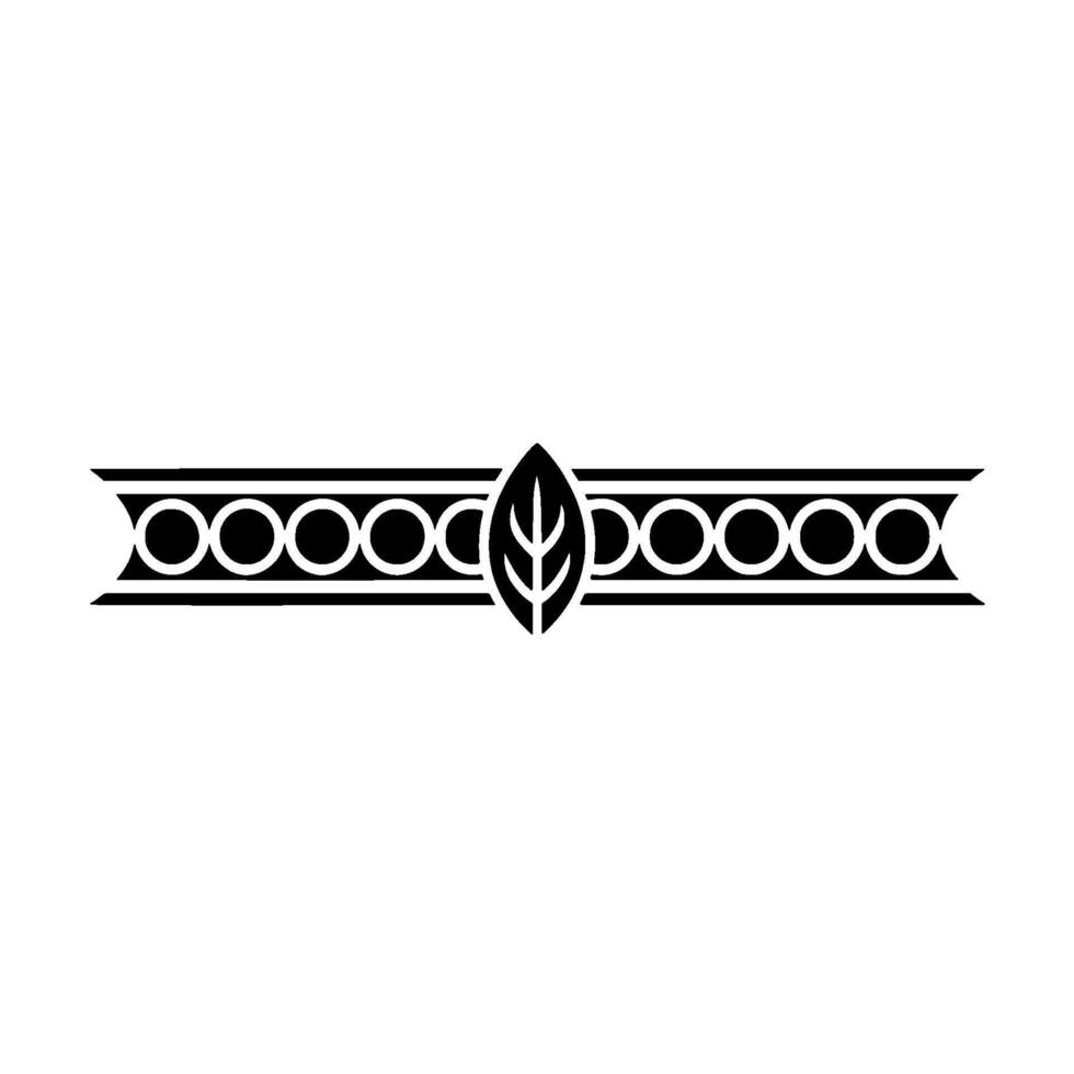 Minimalist Leaf and Circle Border Ornament on White, Modern vector