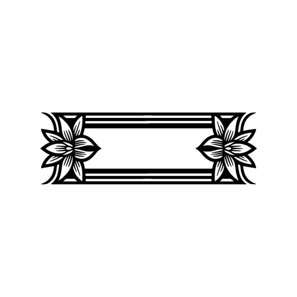 Elegant Floral Border Frame, Black and White - Illustration vector