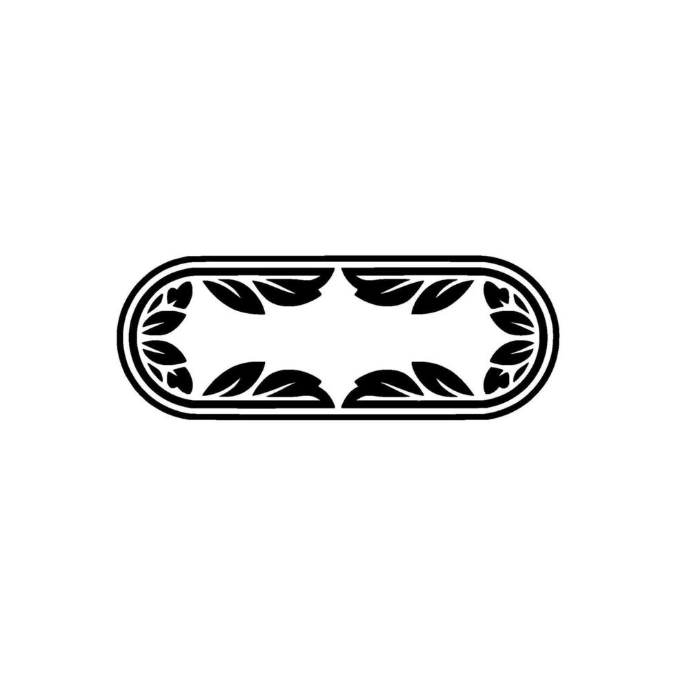 Elegant Oval Leaf Frame, Black and White vector