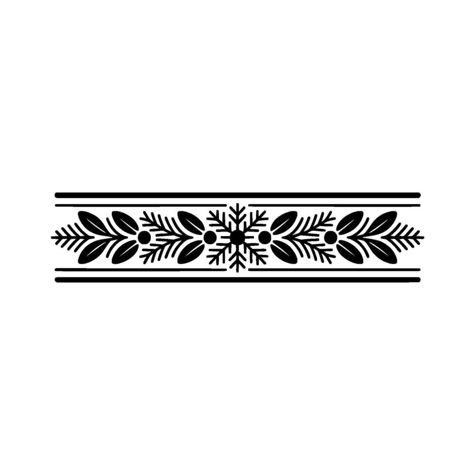 Elegant Ornamental Border with Leaves and Berries in Black and Red vector