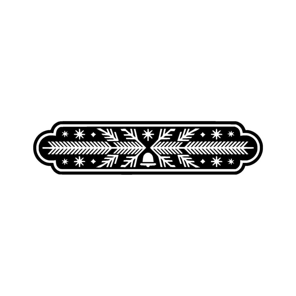 Minimalist Christmas Ornament Snowflake Bell in Black White vector