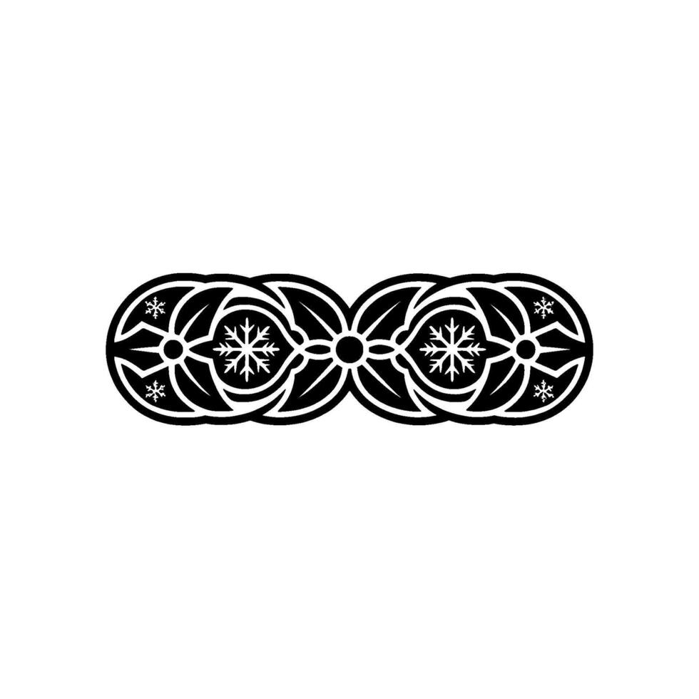 Elegant Black Snowflake Ornament on White Winter Pattern vector