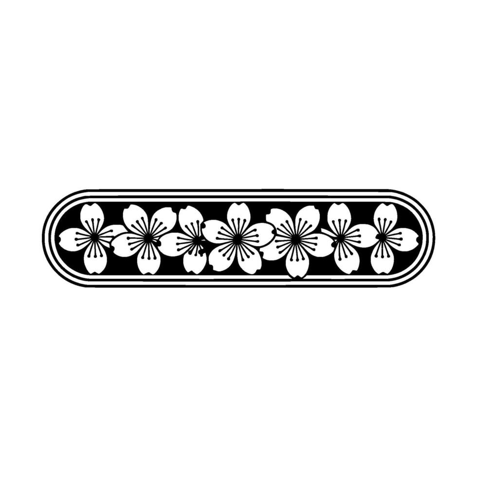 Minimalist Cherry Blossom Border, Black and White, Decorative Element vector