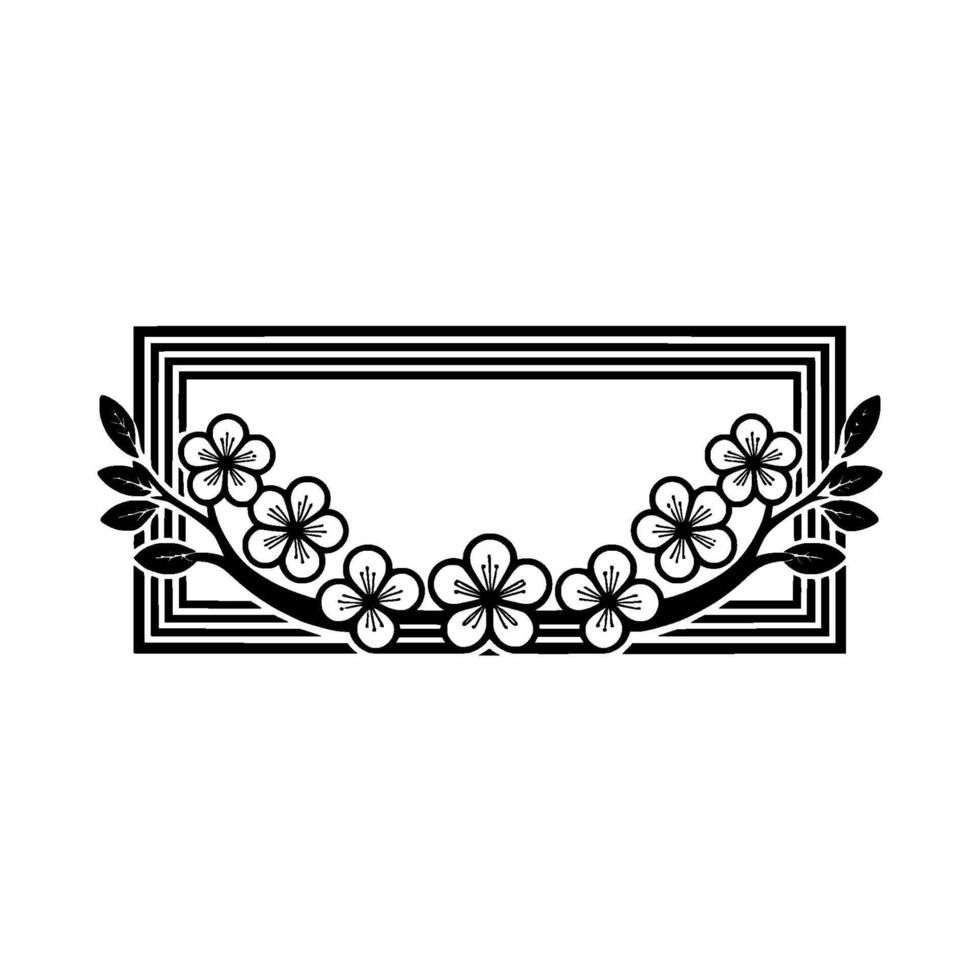 Elegant Floral Frame in Black and White, Decorative vector