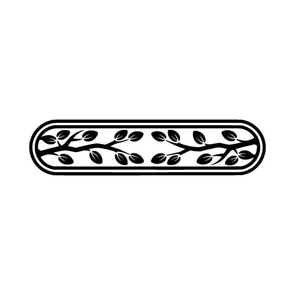 Minimalist Black Leafy Border on White Background - Leaves vector
