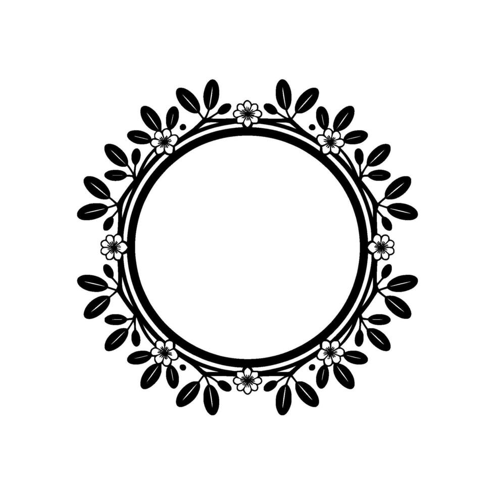 Elegant Black Floral Wreath on Cream Background - Frame vector