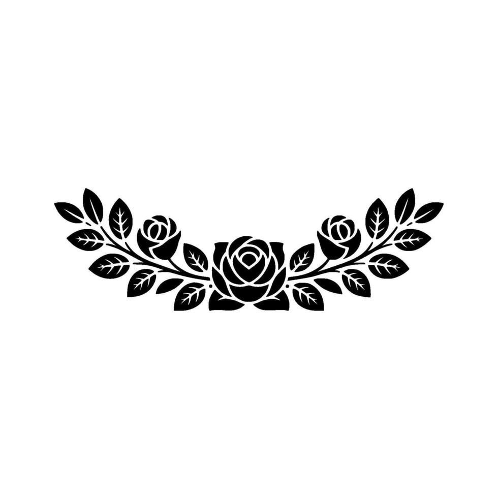 Elegant Floral Semicircle Black Roses and Leaves on Beige Background vector