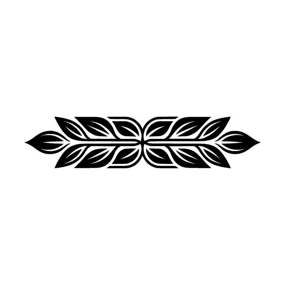 Black Leafy Ornamental Divider on White Background vector