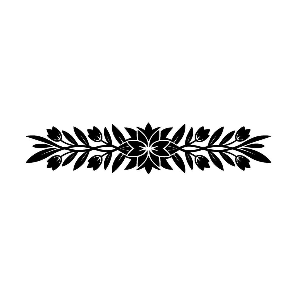 Elegant Floral Border, Black and White Ornament - Decoration vector