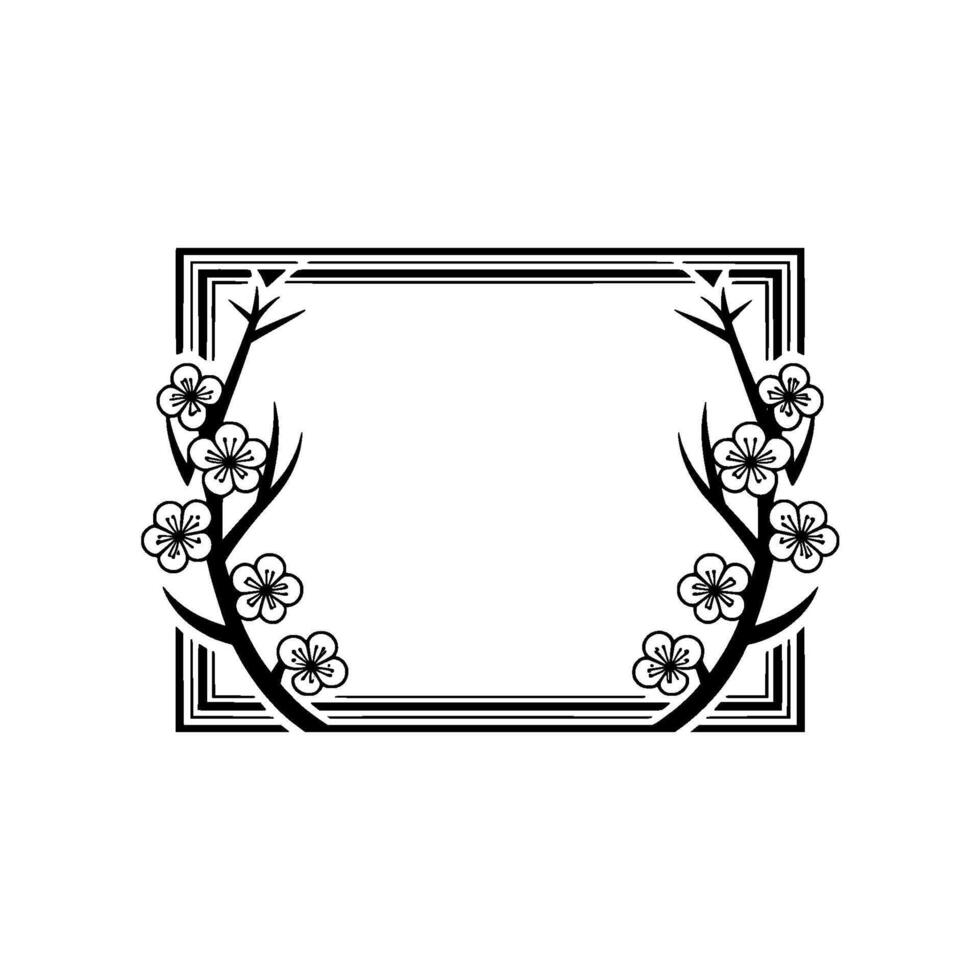 Elegant Black and White Floral Frame 1 - Blossom vector