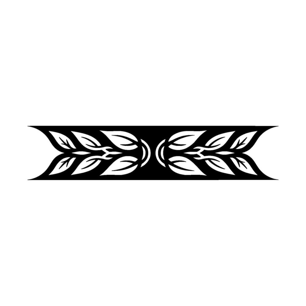 Elegant Black White Leafy Border Element - Leaf vector