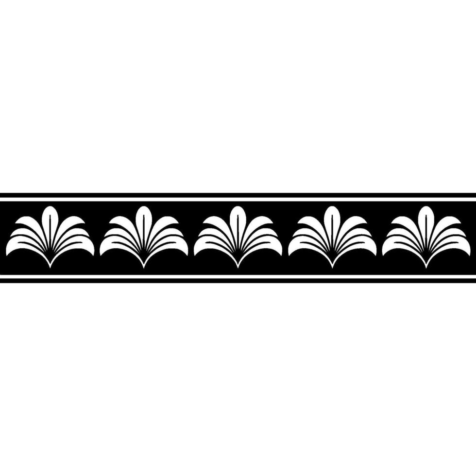 Elegant Black and White Floral Border 9 - Pattern vector