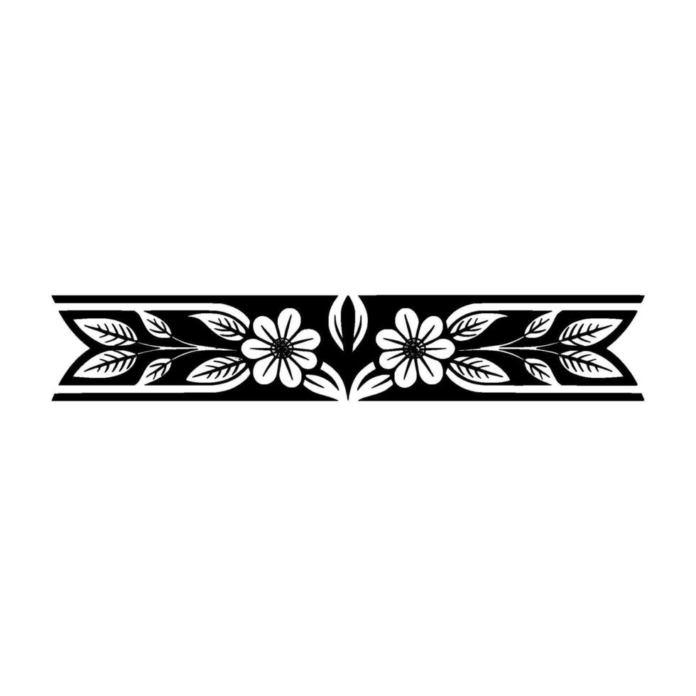 Elegant Black and White Floral Border 10 - Monochrome vector