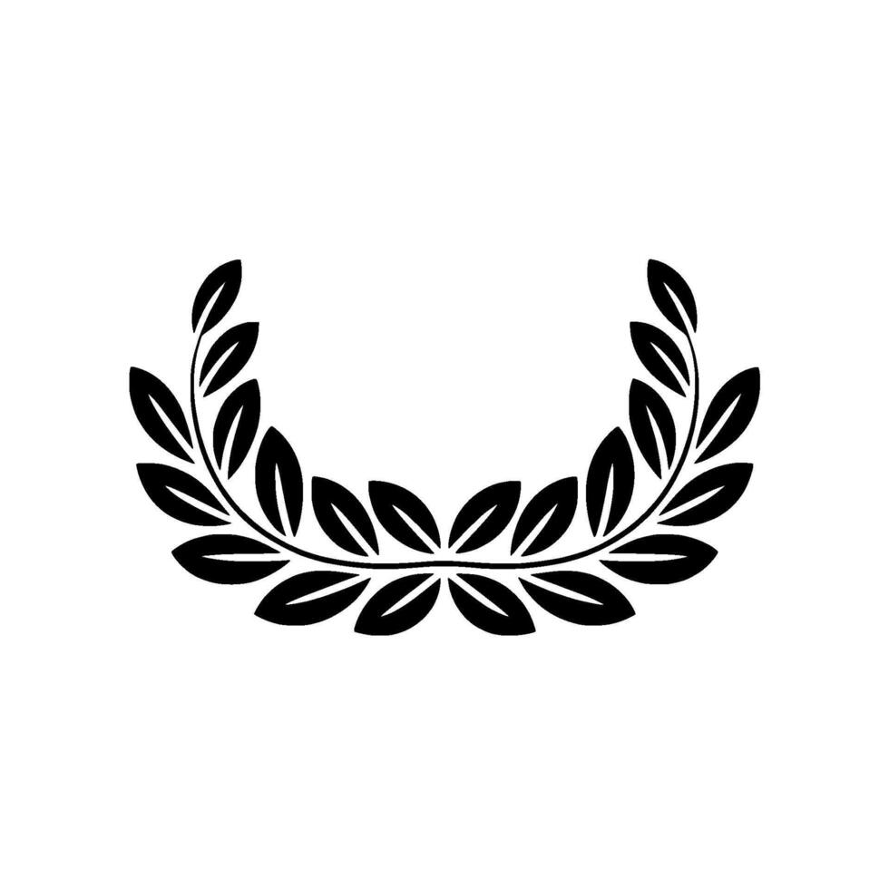 Minimalist Black Laurel Wreath on Cream Background, Elegant vector