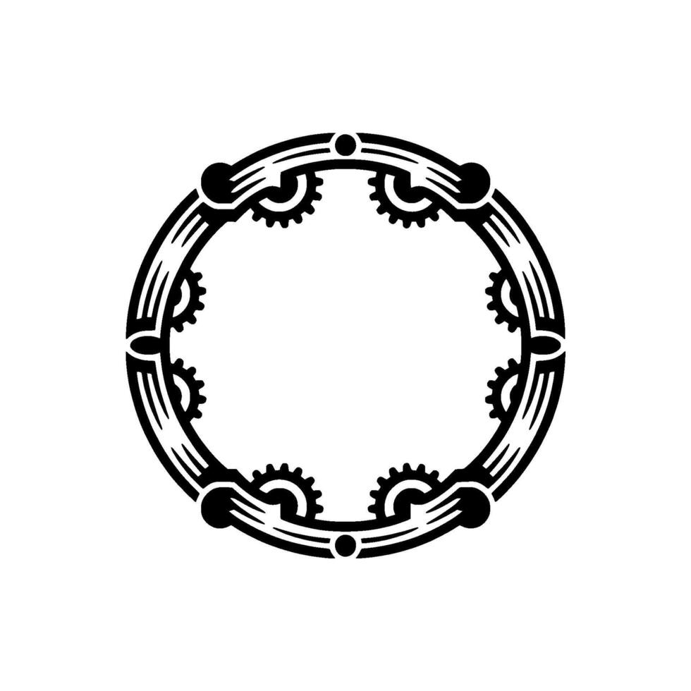 Geometric Cogwheel Frame Art Deco Circular, Black and White, Technology Concept vector