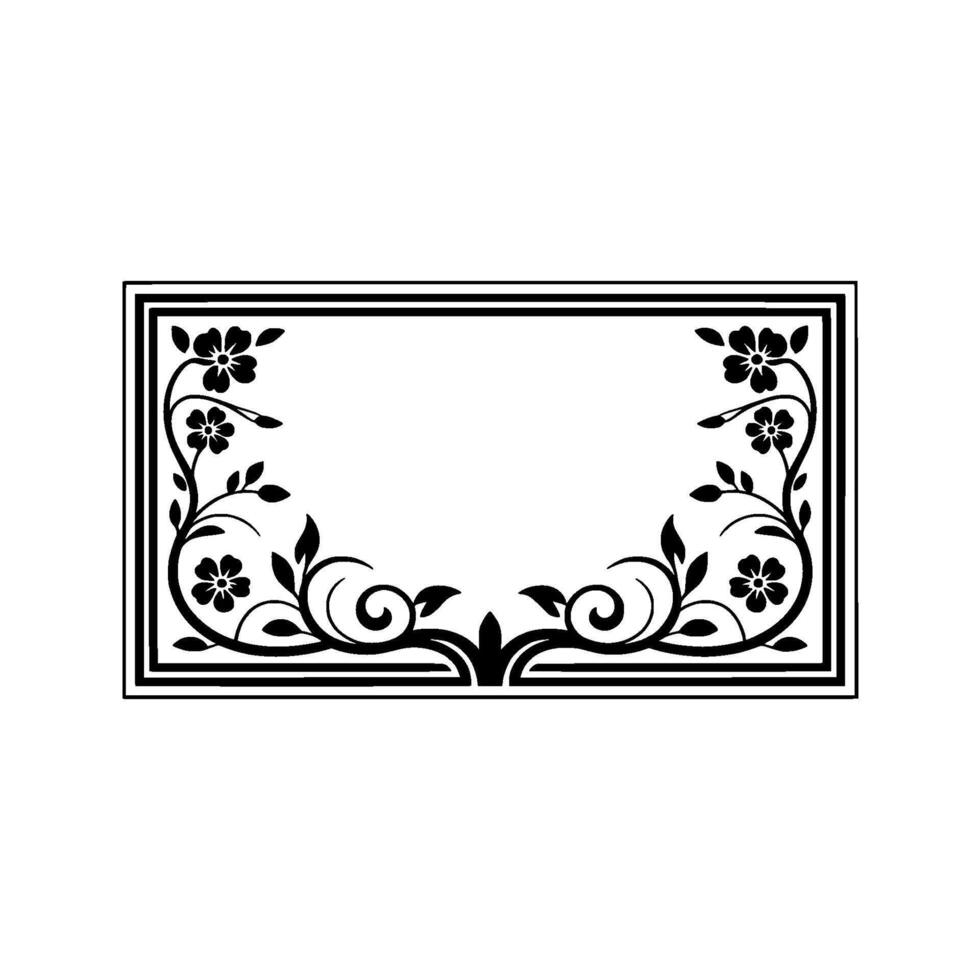 Elegant Floral Frame, Black and White, Invitation Template vector