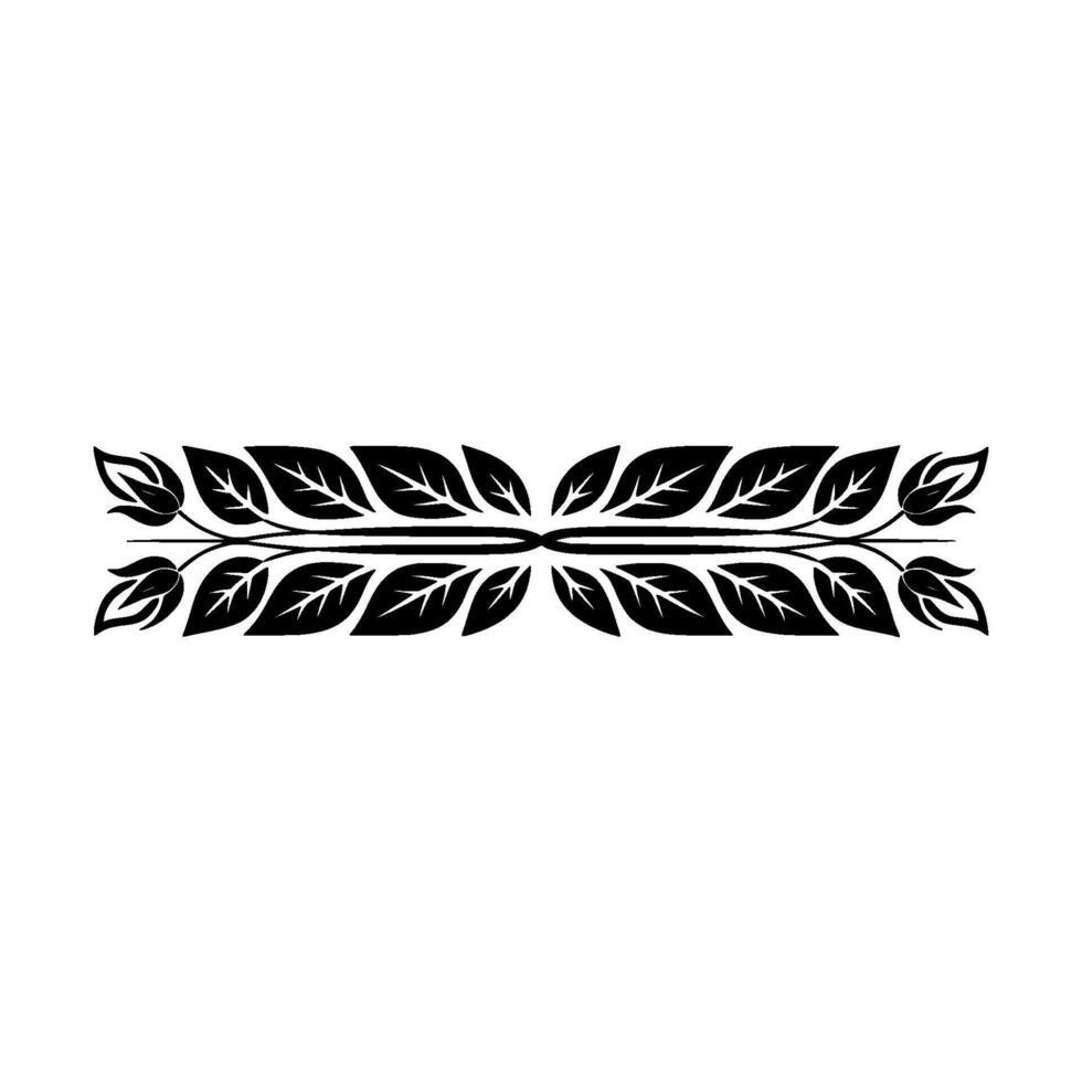 Elegant Black Leaf Border on White Floral vector