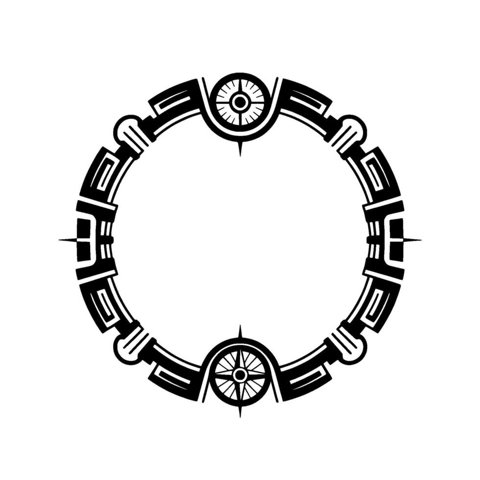 Geometric Compass Frame Minimalist Decorative Border, Illustration vector