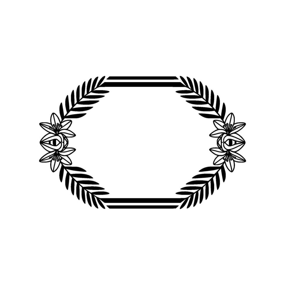 Elegant Black and White Floral Frame 2 - Wreath vector