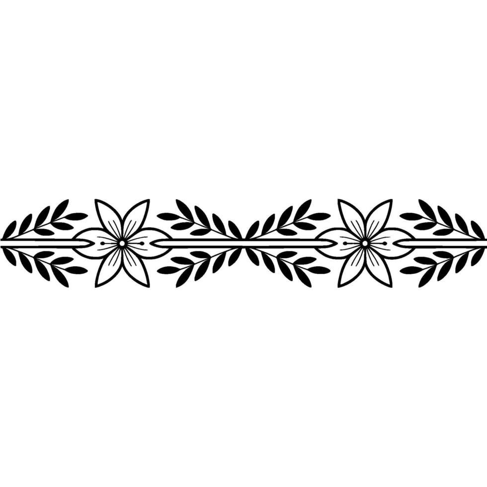 Elegant Floral Border, Black White Minimalist Motif vector