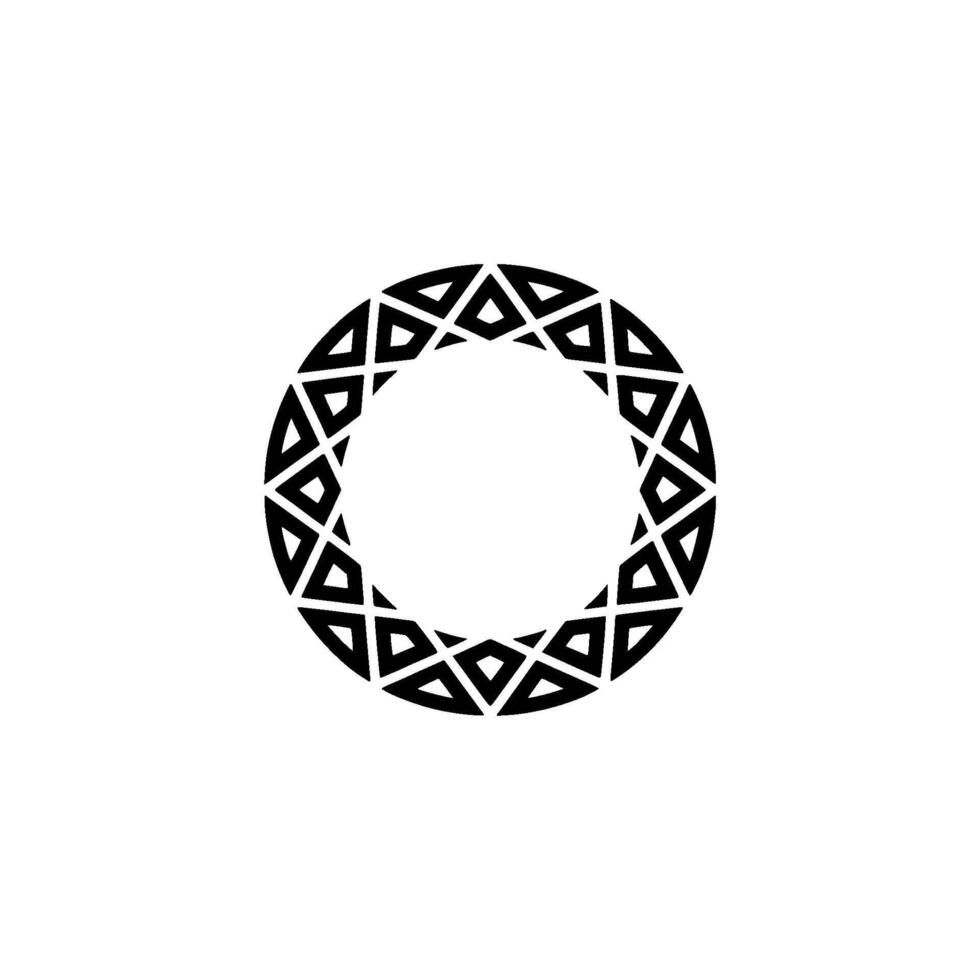 Geometric Circular Ornament, Minimalist Black White vector