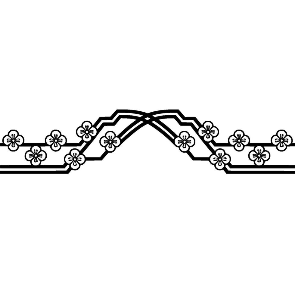 Minimalist Floral Border JapaneseInspired Element vector
