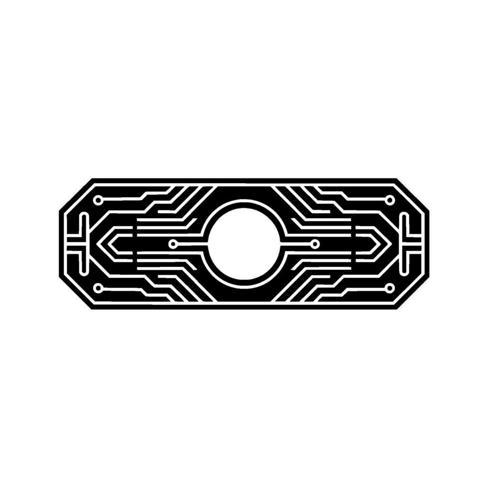 Geometric Circuit Board, Minimalist Tech, Black White vector