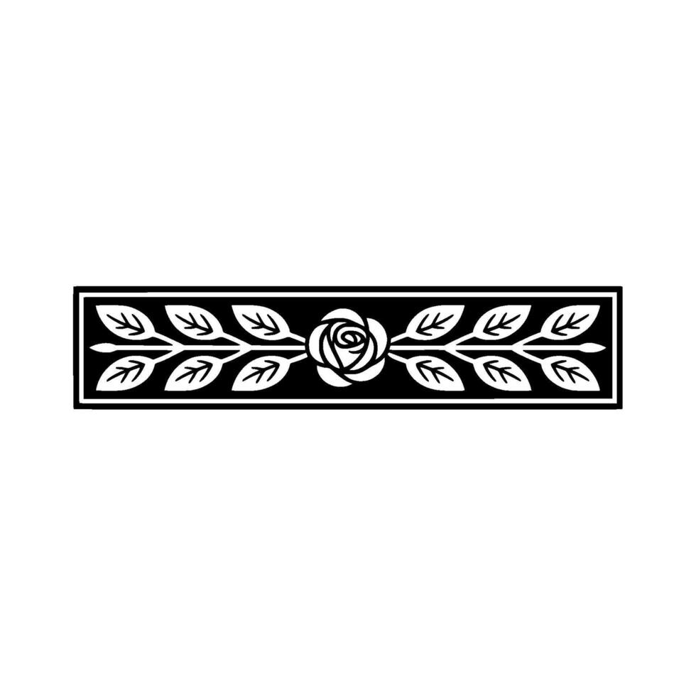 Elegant Black and White Rose Leaf Border vector