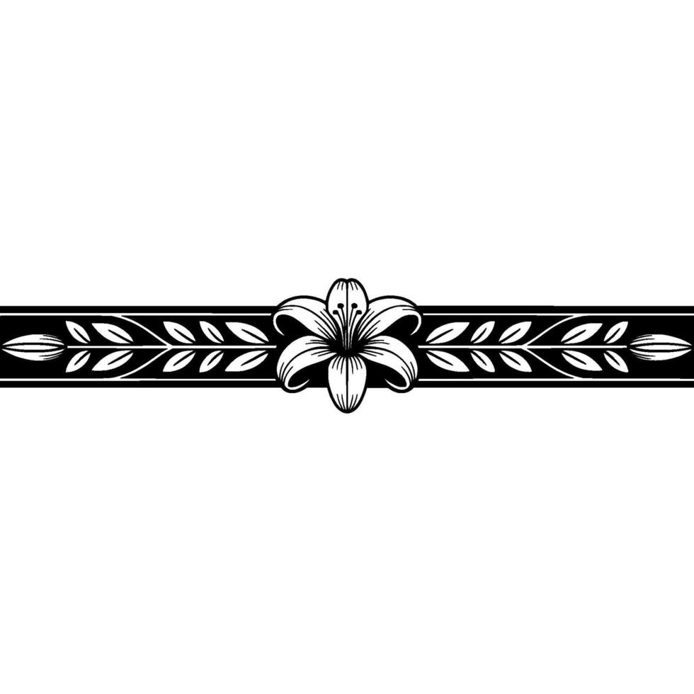 Elegant Floral Border, Black and White, for Decorative Use vector