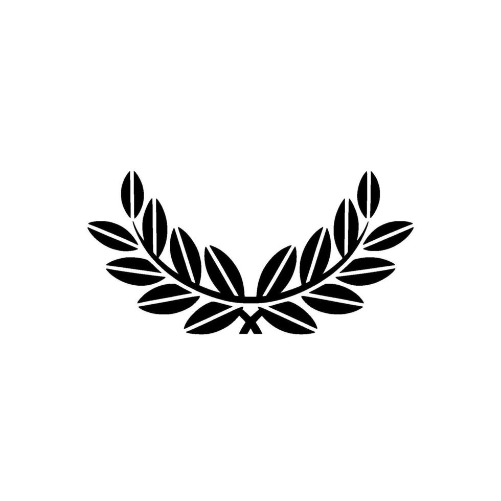 Black Laurel Wreath on White Minimalist Symbol of Achievement vector