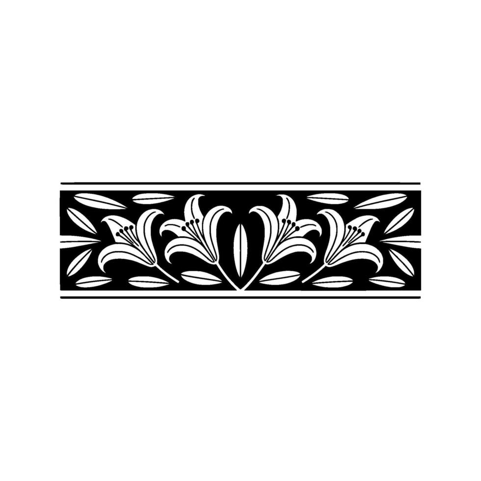 Elegant Art Nouveau Floral Border in Black and White - Art nouveau vector