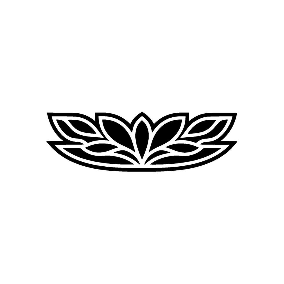 Minimalist Black Lotus Flower on White Background - Symbol vector