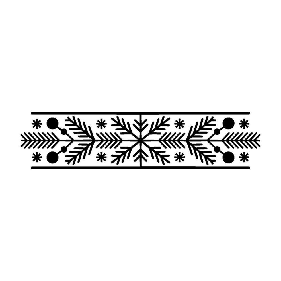 Minimalist Christmas Border with Snowflake, Fir, and Snowflakes vector