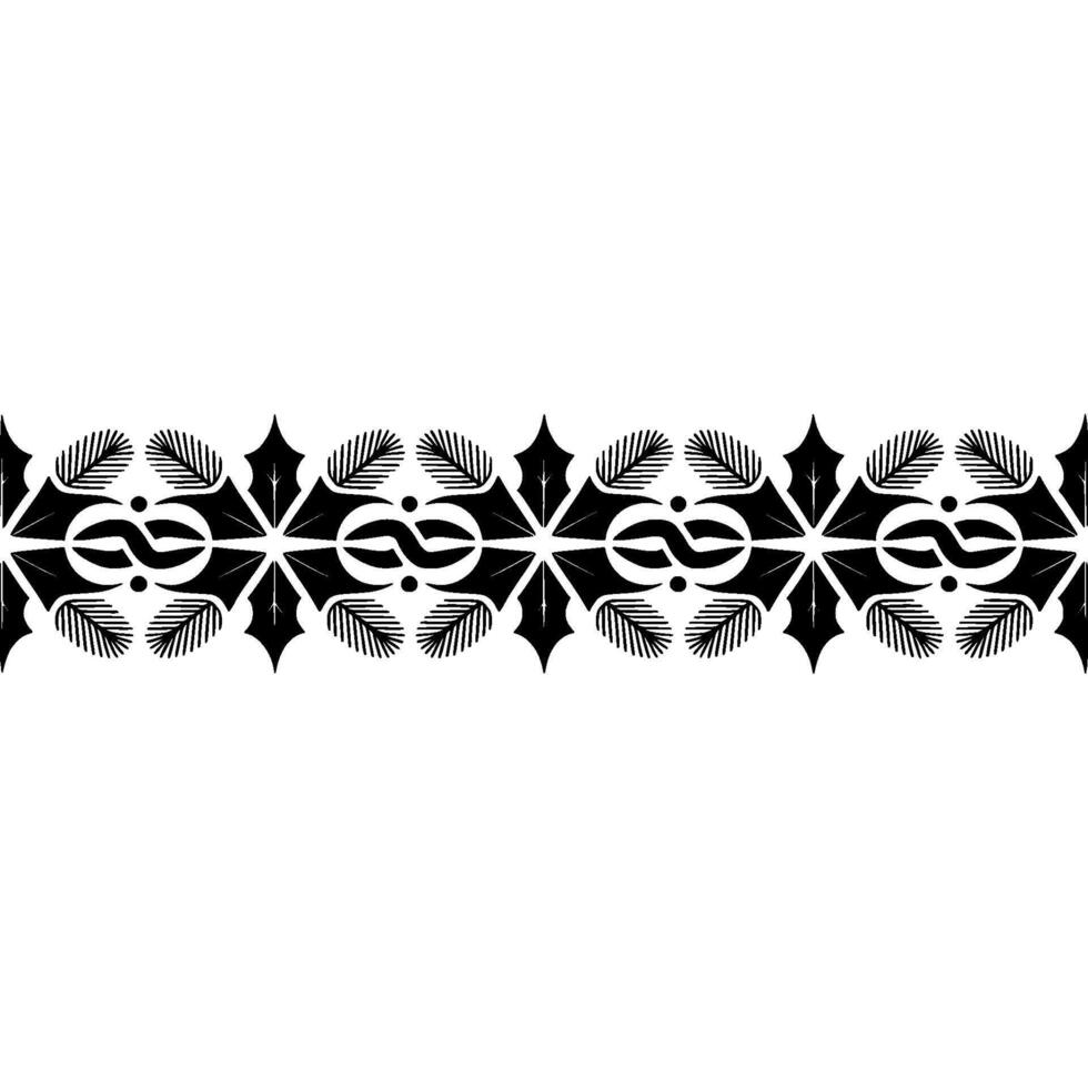 Abstract Floral Border in Black and White, Minimalist vector
