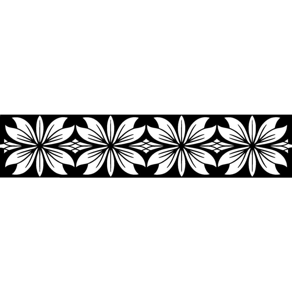 Elegant Floral Border Black and White, Geometric Style vector