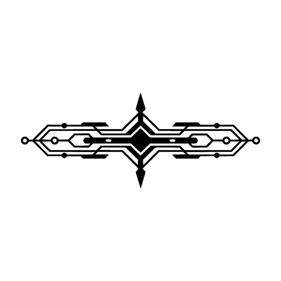 Geometric Tech Divider Black White Circuitry Element vector