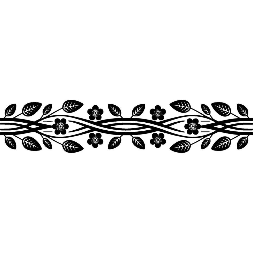 Elegant Black Floral Border on White Background - Decorative, Element vector