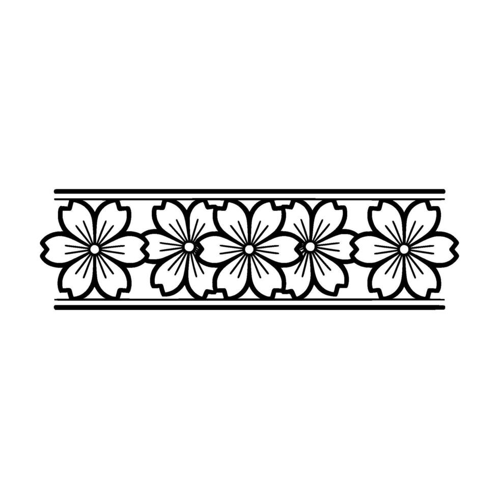 Minimalist Floral Border Elegant Black White Element vector