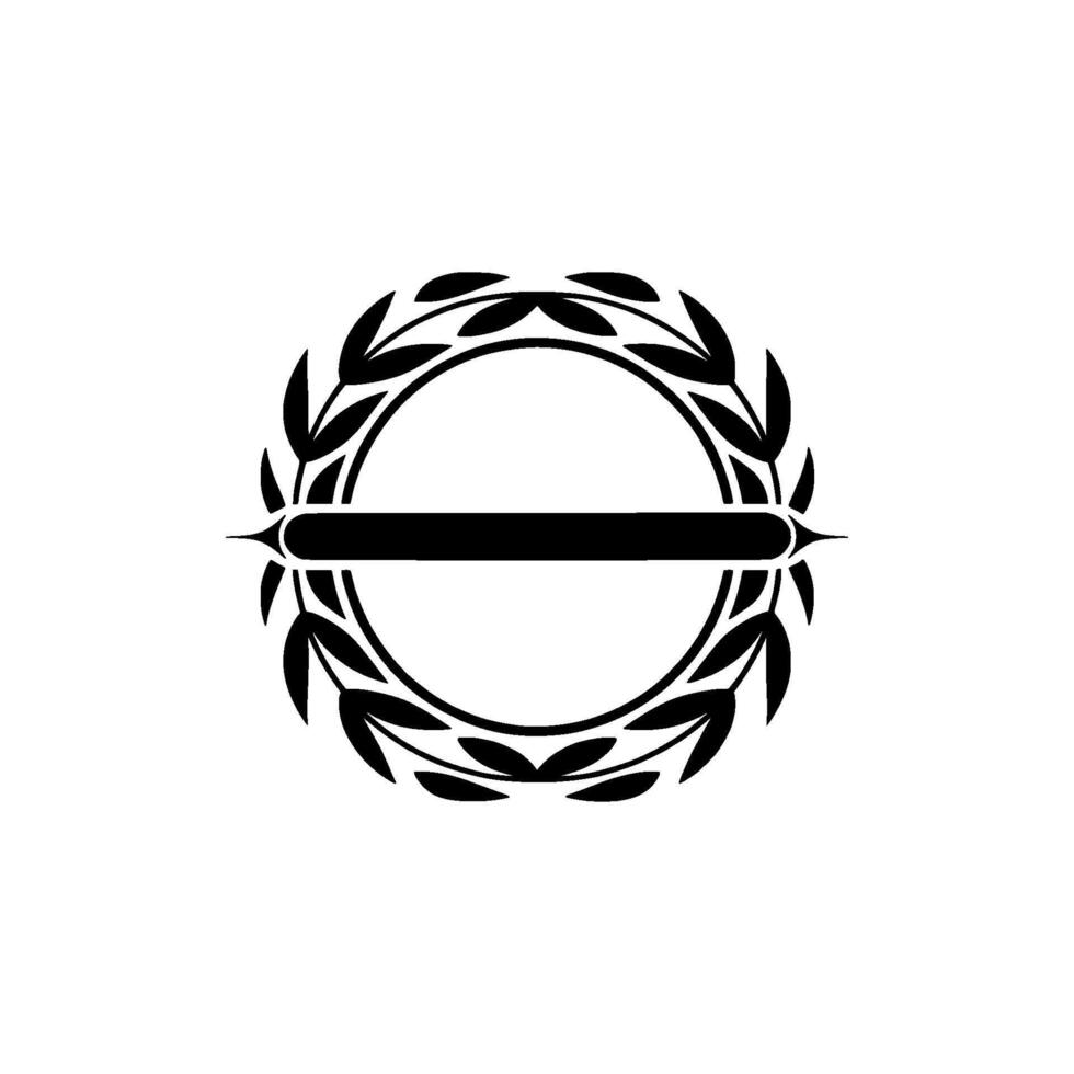 Elegant Black Laurel Wreath Crest on Gray Background vector