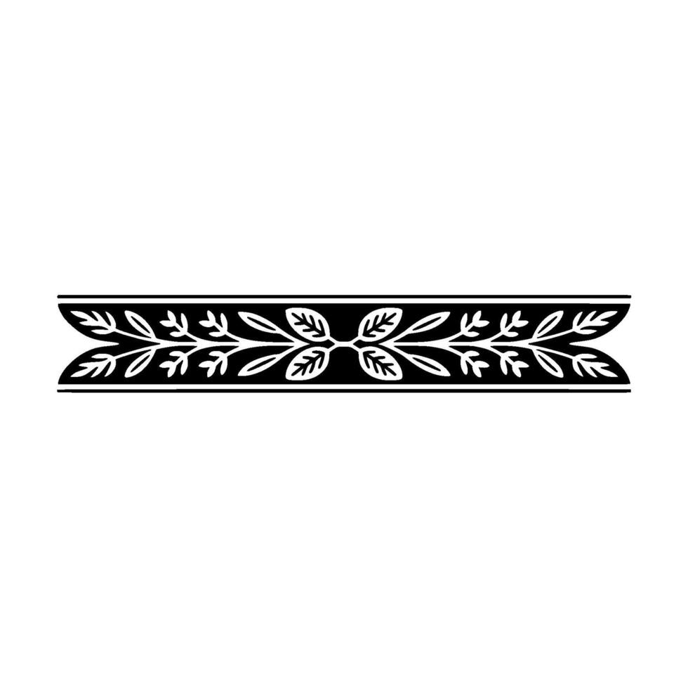 Elegant Black and White Floral Border Ornament, Decorative Element - Leaves vector