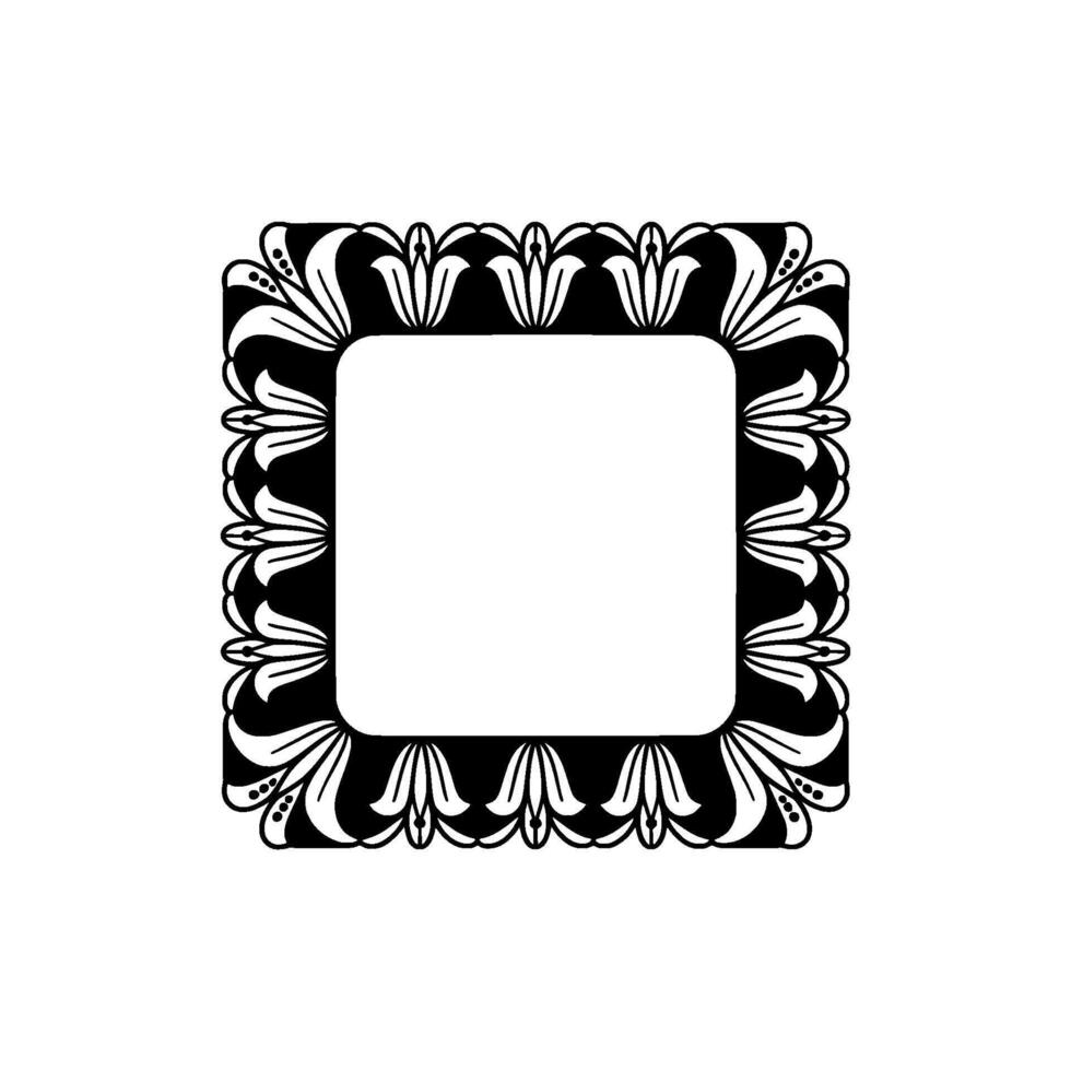 Elegant Floral Frame Border, Black and White, Minimalist Aesthetic vector