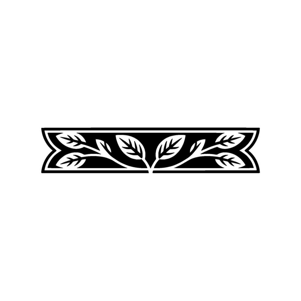 Ornate Leaf Banner Black and White Floral on Light Background vector