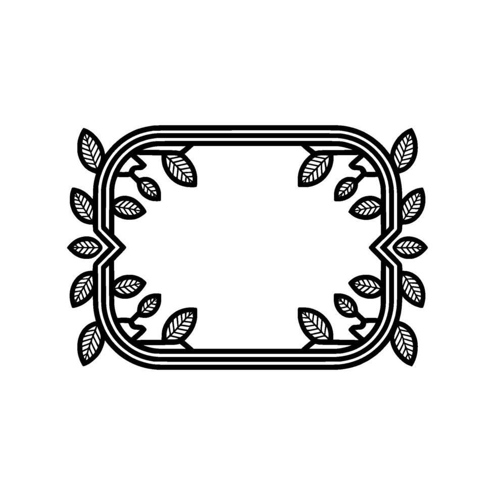 Minimalist Botanical Frame Black White Leafy Border vector