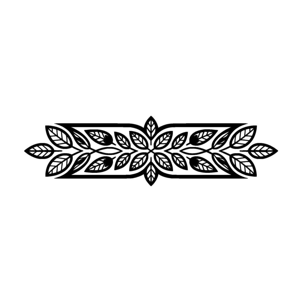 Elegant Leaf Border in Black White, Minimalist, Floral Ornament vector