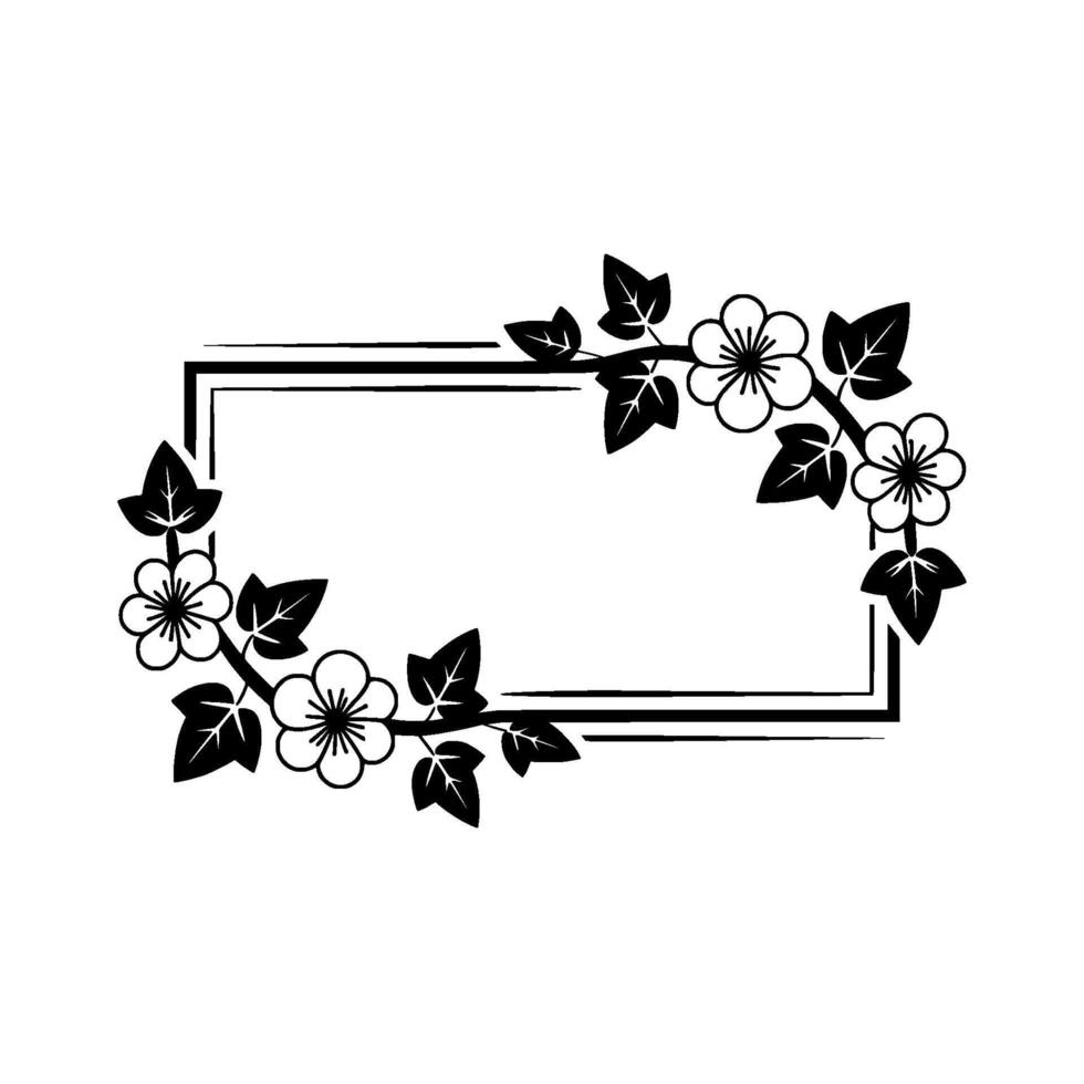 Elegant Floral Frame, Black and White Minimalist - Floral frame vector